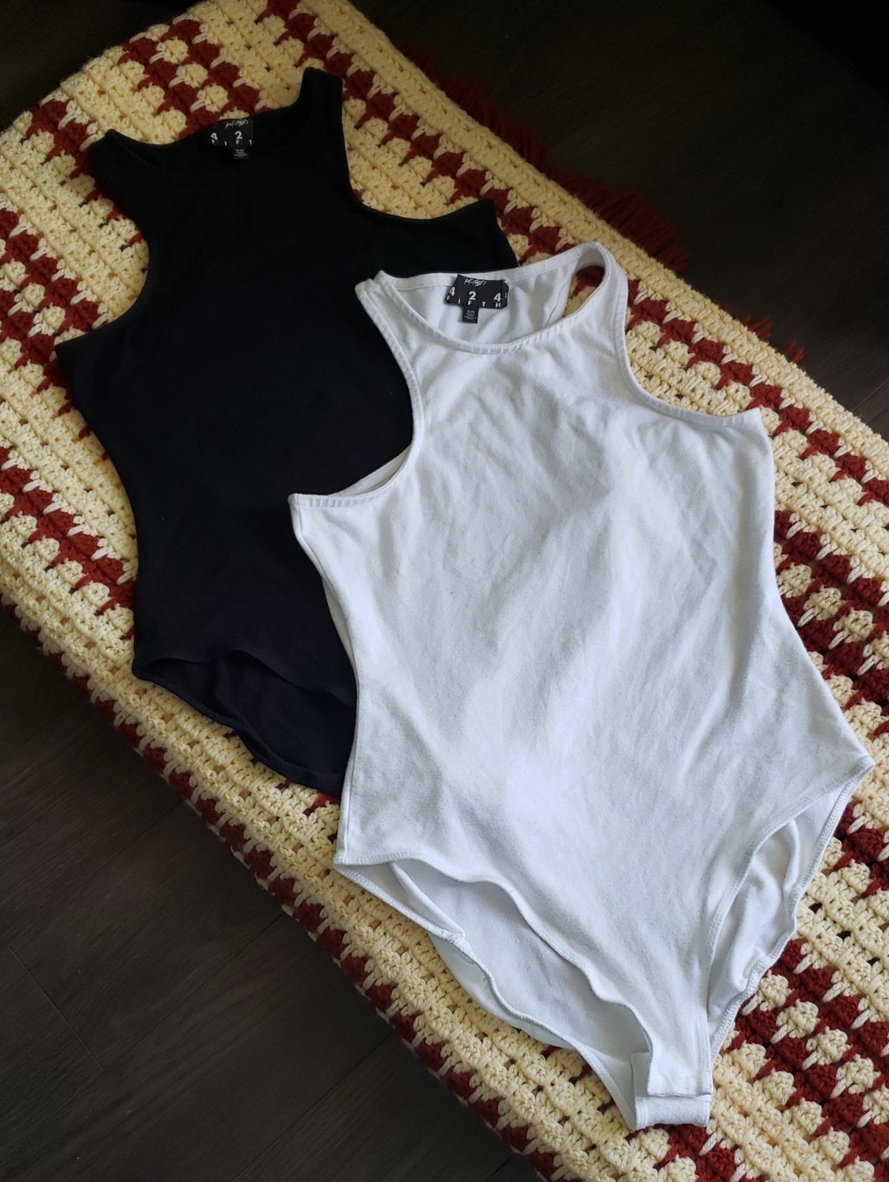 Lord & Taylor Racer Back Bodysuit Duo - Black & White